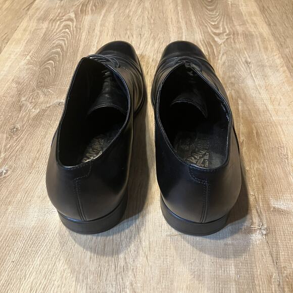 Salvatore Ferragamo Black Leather Gancini Loafers Dress Shoes Men Sz 10 Lace Up